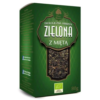 HERBATA ZIELONA Z MIĘTĄ LIŚCIASTA BIO 80g 
