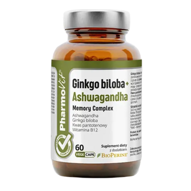 GINKGO BILOBA + ASHWAGANDHA MEMORY COMPLEX BEZGLUTENOWE 60 KAPSUŁEK 