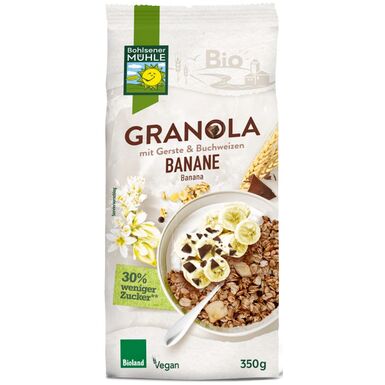 GRANOLA BANANOWA Z CZEKOLADĄ 30 % MNIEJ CUKRU BIO 350g 