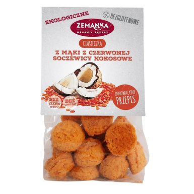 CIASTKA Z MĄKI Z CZERWONEJ SOCZEWICY Z KOKOSEM BEZGLUTENOWE BIO 100g 