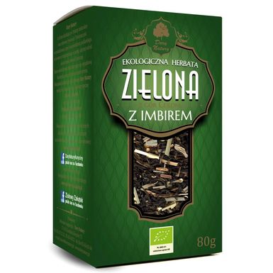 HERBATA ZIELONA Z IMBIREM LIŚCIASTA BIO 80g 