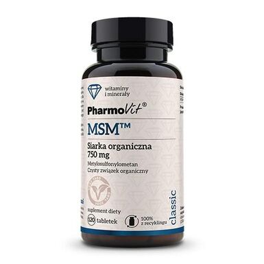 MSM SIARKA ORGANICZNA (750 mg) BEZGLUTENOWA 120 TABLETEK 