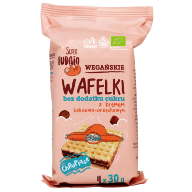 WAFELKI Z KREMEM KAKAOWO ORZECHOWYM BEZ DODATKU CUKRÓW BIO (4szt.) 120g 