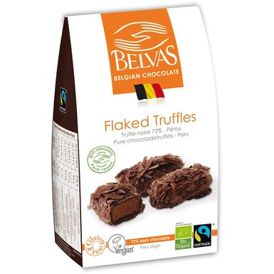 CZEKOLADKI BELGIJSKIE TRUFLE Z CZEKOLADĄ GORZKĄ FAIR TRADE BEZGLUTENOWE BIO 100g 