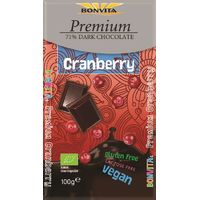 CZEKOLADA GORZKA Z ŻURAWINĄ FAIR TRADE BEZGLUTENOWA BIO 100g 7390