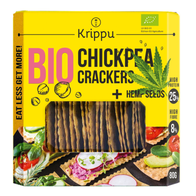 KRAKERSY PROTEINOWE Z CIECIERZYCY Z NASIONAMI KONOPI BIO 80g 