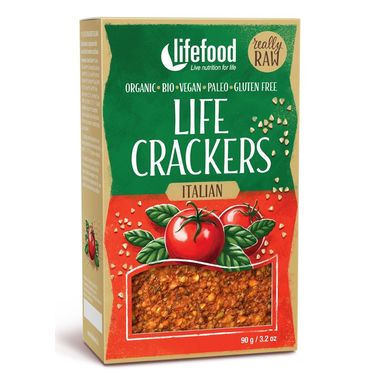 KRAKERSY GRYCZANE Z SUSZONYMI POMIDORAMI I BAZYLIĄ RAW BEZ DODATKU CUKRÓW BEZGLUTENOWE BIO 90g 