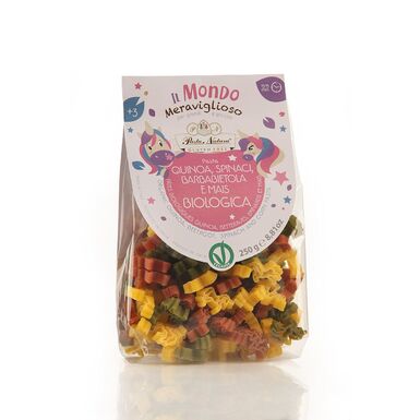 MAKARON (KUKURYDZIANY TRÓJKOLOROWY) DLA DZIECI JEDNOROŻCE BEZGLUTENOWY BIO 250g 