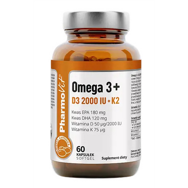 OMEGA-3 + WITAMINA D3 + K2 BEZGLUTENOWA 60 KAPSUŁEK 
