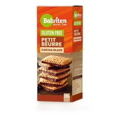HERBATNIKI PETIT BEURRE Z DODATKIEM POLEWY KAKAOWEJ BEZGLUTENOWE 200g 