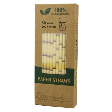 SŁOMKI PAPIEROWE BAMBUS ŻÓŁTY 50szt. 