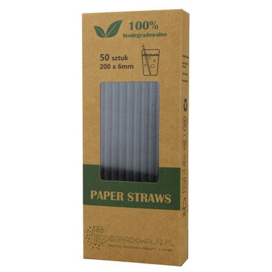 SŁOMKI PAPIEROWE CZARNE 50szt 