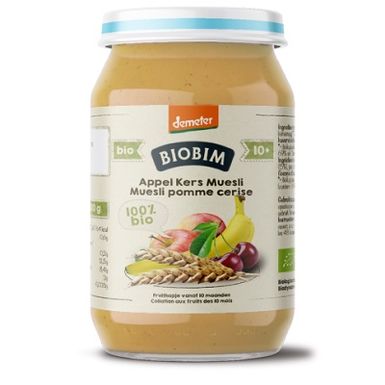 10 mc PRZECIER OWOCOWY JABŁKO BANAN WIŚNIA ZE ZBOŻAMI BEZ DODATKU CUKRÓW DEMETER BIO 250g 