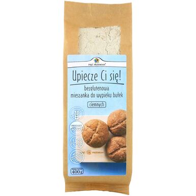 MIESZANKA DO WYPIEKU BUŁEK CIEMNYCH BEZ DODATKU CUKRÓW BEZGLUTENOWA 400g 