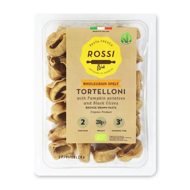 TORTELLONI ORKISZOWE Z DYNIĄ, ZIEMNIAKIMI I OLIWKAMI BIO 250g 