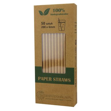 SŁOMKI PAPIEROWE BEŻOWE 50szt 