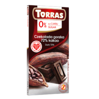 CZEKOLADA GORZKA 72 % BEZ CUKRU BEZGLUTENOWA 75g 25391