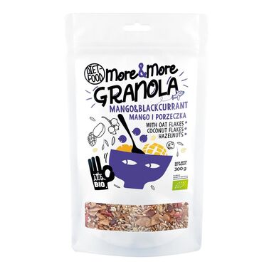 GRANOLA Z MANGO I CZARNĄ PORZECZKĄ BIO 200g 
