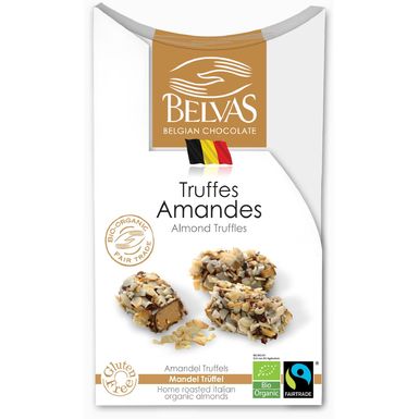 CZEKOLADKI BELGIJSKIE TRUFLE Z MIGDAŁAMI FAIR TRADE BEZGLUTENOWE BIO 100g 