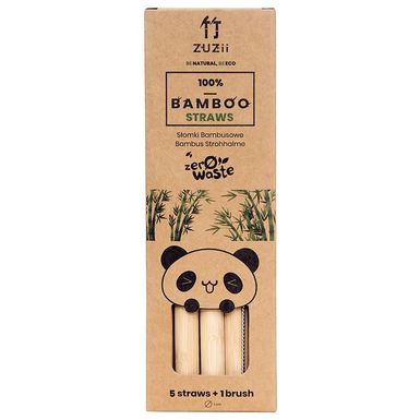 SŁOMKI BAMBUSOWE DUŻE 5szt + CZYŚCIK 