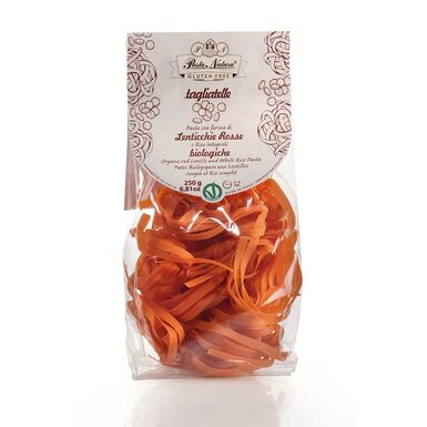 MAKARON (Z SOCZEWICY CZERWONEJ I BRĄZOWEGO RYŻU) TAGLIATELLE BEZGLUTENOWY BIO 250g 