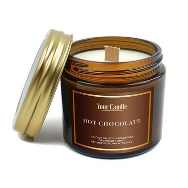 ŚWIECA SOJOWA ZAPACHOWA Z DREWNIANYM KNOTEM HOT CHOCOLATE 120ml 