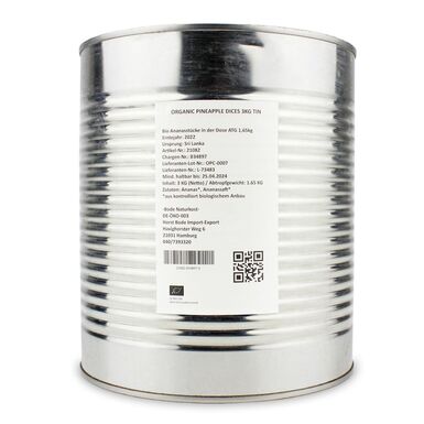 ANANAS KAWAŁKI W SOKU WŁASNYM BIO 3kg (1,65kg) 