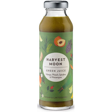 SOK OWOCOWY Z MANGO, BRZOSKWINIĄ, SPIRULINĄ, TRAWĄ PSZENICZNĄ BIO 300ml 