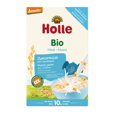 MUSLI JUNIOR Z PŁATKAMI KUKURYDZIANYMI BEZ DODATKU CUKRÓW OD 10 MIESIĄCA DEMETER BIO 250g 