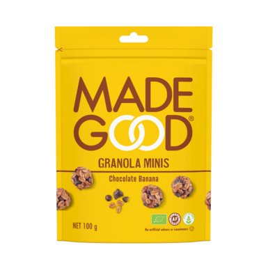 GRANOLA MINIS Z CZEKOLADĄ I BANANEM BEZGLUTENOWA BIO 100g 