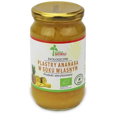 ANANAS PLASTRY W SOKU WŁASNYM BIO 350g (200g) (SŁOIK) 