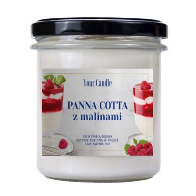 ŚWIECA SOJOWA ZAPACHOWA PANNA COTTA Z MALINAMI 300ml 