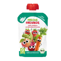 MUS JABŁKO TRUSKAWKA BURAK MARCHEW BEZ DODATKU CUKRÓW BEZGLUTENOWY OD 8 MIESIĄCA BIO 100g 28048