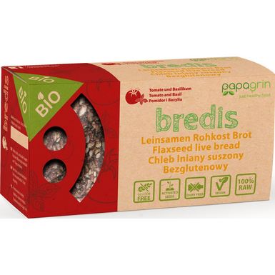 CHLEB LNIANY SUSZONY Z POMIDORAMI I BAZYLIĄ BEZGLUTENOWY BIO 70g 