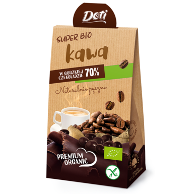 ZIARNA KAWY W CZEKOLADZIE GORZKIEJ BEZGLUTENOWE BIO 50g 