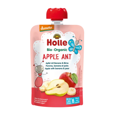 MUS JABŁKOWA MRÓWKA (JABŁKO BANAN GRUSZKA) BEZ DODATKU CUKRÓW BEZGLUTENOWA OD 6 MIESIĄCA DEMETER BIO 100g 