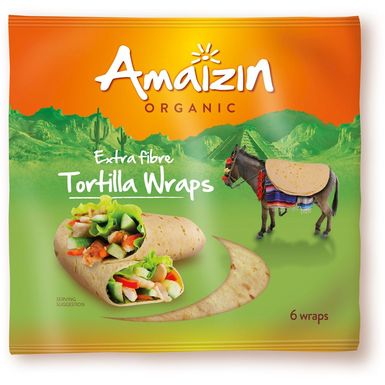 TORTILLA WRAPS Z OTRĘBAMI (ŹRÓDŁO BŁONNIKA POKARMOWEGO) BIO (6szt.) 240g 