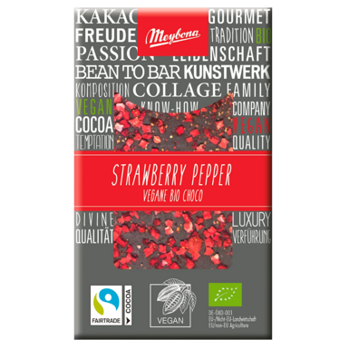 CZEKOLADA GORZKA Z TRUSKAWKAMI I PIEPRZEM FAIR TRADE BIO 30g 