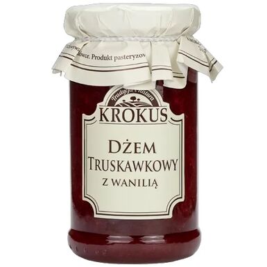DŻEM TRUSKAWKOWY Z WANILIĄ O OBNIŻONEJ ZAWARTOŚCI CUKRU BEZGLUTENOWY 235g 