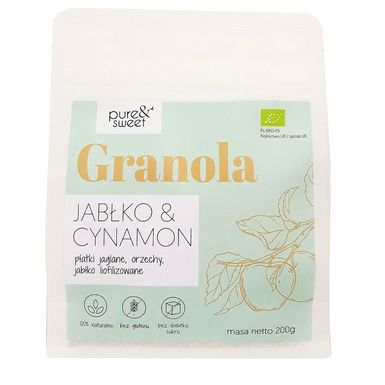 GRANOLA JABŁKO CYNAMON BEZ DODATKU CUKRÓW BEZGLUTENOWA BIO 200g 