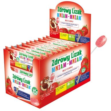 LIZAK O SMAKU TRUSKAWKOWYM Z WITAMINĄ D I C BEZ CUKRU BEZGLUTENOWY 6g 