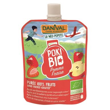 POKI PRZECIER OWOCOWY JABŁKO TRUSKAWKA BEZ DODATKU CUKRÓW BIO 90g 