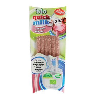 SŁOMKI DO AROMATYZOWANIA MLEKA O SMAKU TRUSKAWKOWYM BIO (6 x 6g) 36g 