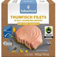 TUŃCZYK BONITO MSC FILETY FAIR TRADE W BIO OLEJU SŁONECZNIKOWYM 185g (130g) 22294