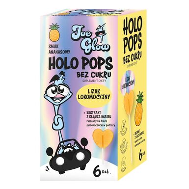 LIZAK SERCE HOLO POPS O SMAKU ANANASOWYM Z IMBIREM NA OBJAWY LOKOMOCYJNE BEZ CUKRU BEZGLUTENOWY (6szt.) 36g 