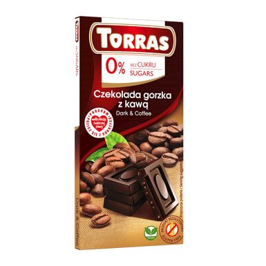 CZEKOLADA GORZKA Z KAWĄ BEZ CUKRU BEZGLUTENOWA 75g 