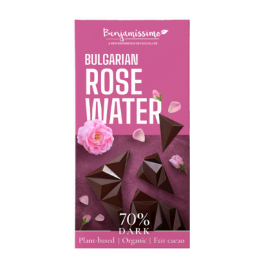 CZEKOLADA GORZKA Z WODĄ RÓŻANĄ BEZGLUTENOWA BIO 60g 