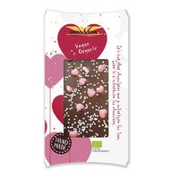 CZEKOLADA Z RÓŻOWYMI SERCAMI I KOLOROWĄ POSYPKĄ BIO 85g 23867