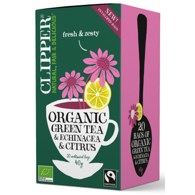 HERBATA ZIELONA Z ECHINACEA I CYTRUSAMI FAIR TRADE BIO 40g (20 x 2g) 