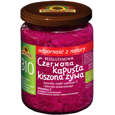 KAPUSTA CZERWONA KISZONA ŻYWA NIEPASTERYZOWANA BEZGLUTENOWA BIO 400g 